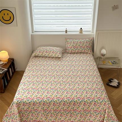 洋铭区 2023新款全棉单品床单小花紫粉