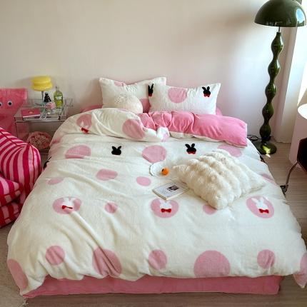 91家纺网 家纺一手货源 找家纺 （总）柚子家纺 2023新款高克重舒适保暖兔绒印花四件套