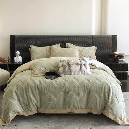 91家纺网 家纺一手货源 找家纺 （总）简如2025新款A类轻奢风兔毛绒四件套-摩卡系列