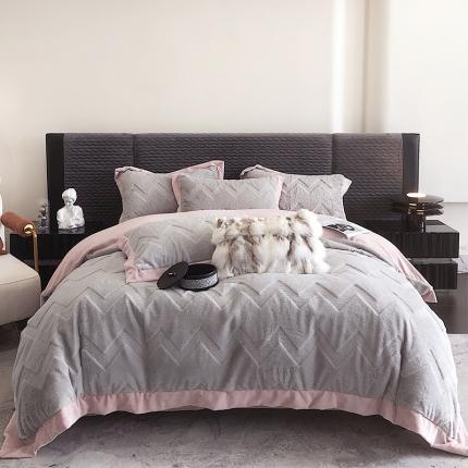 91家纺网 家纺一手货源 找家纺 （总）简如2025新款A类轻奢风兔毛绒四件套-摩卡系列