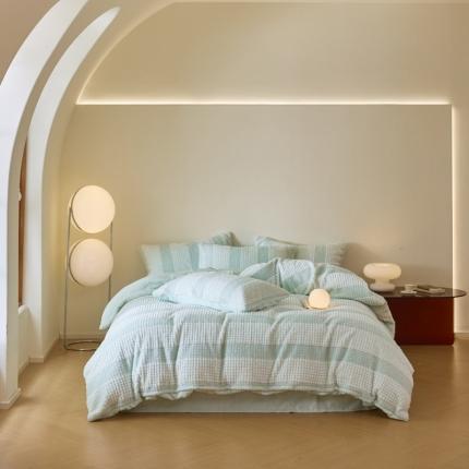 91家纺网 家纺一手货源 找家纺 恋佳 2023新款兔绒四件套 兔毛浅绿