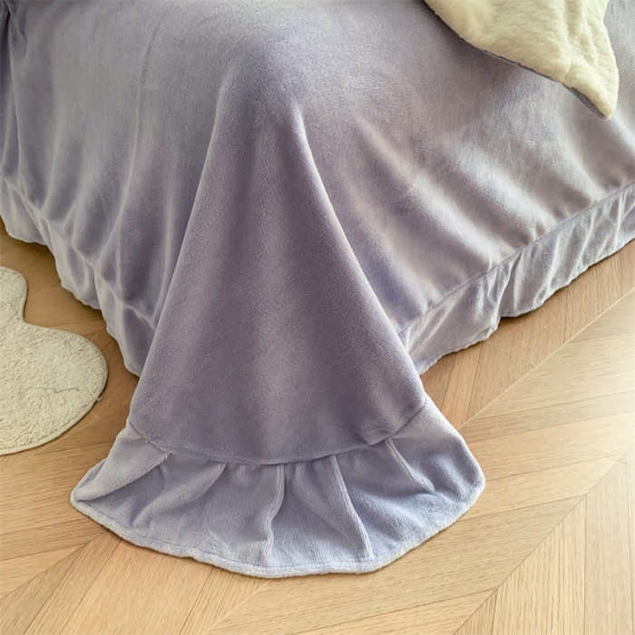 91家纺网 家纺一手货源 找家纺 芯贝儿 2024新款轻奢简约绣花加厚牛奶绒保暖四件套 山茶花--星黛紫