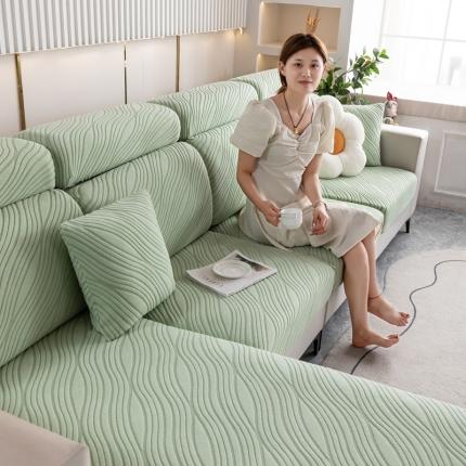 91家纺网 家纺一手货源 找家纺 沐沐 2026新款流年提花沙发笠 流年-柠檬绿