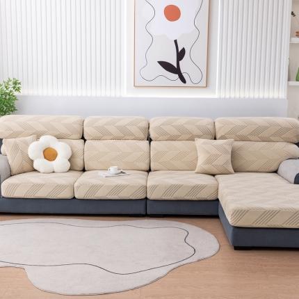 91家纺网 家纺一手货源 找家纺 沐沐 2026新款菱梵提花沙发笠 菱梵-米黄