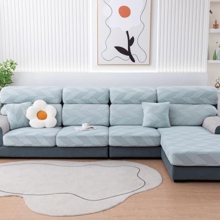 91家纺网 家纺一手货源 找家纺 沐沐 2026新款菱梵提花沙发笠 菱梵-宁静蓝