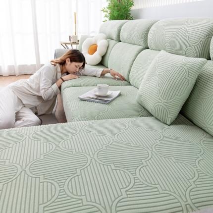 91家纺网 家纺一手货源 找家纺 沐沐 2026新款灵芸提花沙发笠 灵芸-果绿