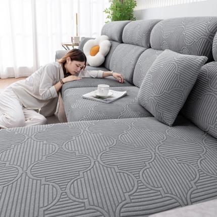 91家纺网 家纺一手货源 找家纺 沐沐 2026新款灵芸提花沙发笠 灵芸-金属灰