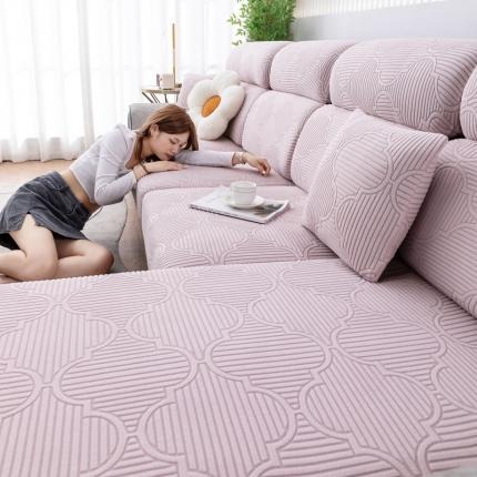 91家纺网 家纺一手货源 找家纺 沐沐 2026新款灵芸提花沙发笠 灵芸-少女粉