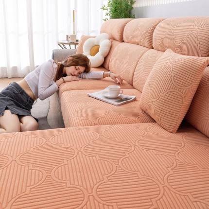 91家纺网 家纺一手货源 找家纺 沐沐 2026新款灵芸提花沙发笠 灵芸-元气橙