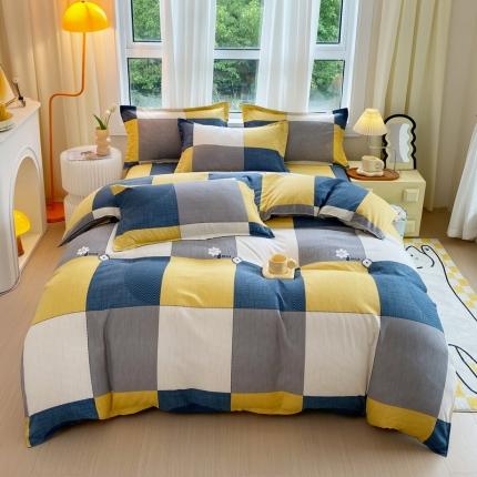 91家纺网 家纺一手货源 找家纺 （总）帛缔思 2024新款淳木棉直角四件套磨毛小清新四件套