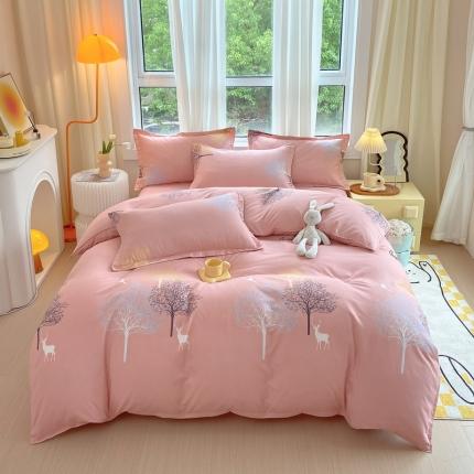 91家纺网 家纺一手货源 找家纺 （总）帛缔思 2024新款淳木棉直角四件套磨毛小清新四件套