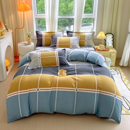 91家纺网 家纺一手货源 找家纺 （总）帛缔思 2024新款淳木棉直角四件套磨毛小清新四件套