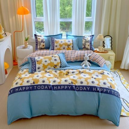 91家纺网 家纺一手货源 找家纺 （总）帛缔思 2024新款淳木棉直角四件套磨毛小清新四件套