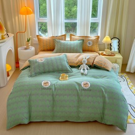 91家纺网 家纺一手货源 找家纺 （总）帛缔思 2024新款淳木棉直角四件套磨毛小清新四件套