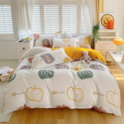 91家纺网 家纺一手货源 找家纺 （总）帛缔思 2024新款淳木棉直角四件套磨毛小清新四件套