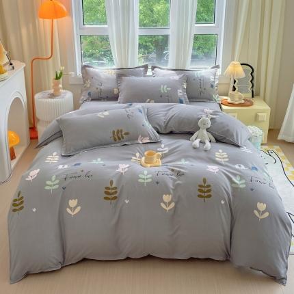 91家纺网 家纺一手货源 找家纺 （总）帛缔思 2024新款淳木棉直角四件套磨毛小清新四件套