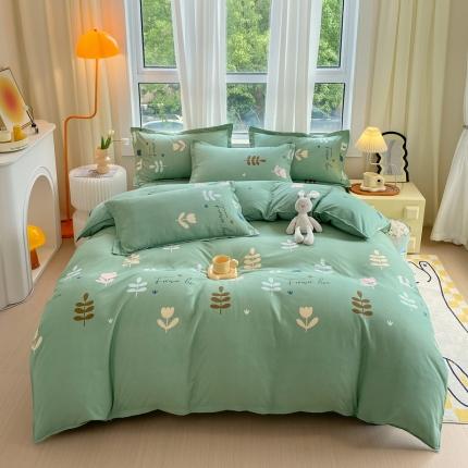 91家纺网 家纺一手货源 找家纺 （总）帛缔思 2024新款淳木棉直角四件套磨毛小清新四件套