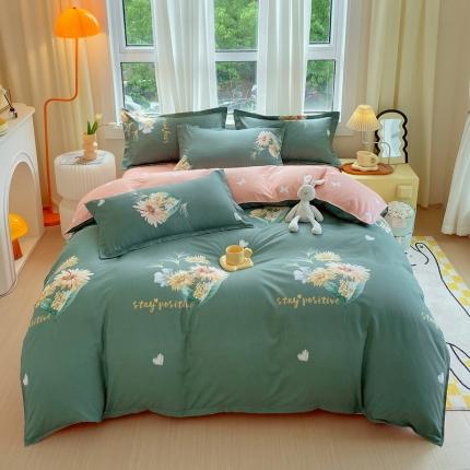 91家纺网 家纺一手货源 找家纺 （总）帛缔思 2024新款淳木棉直角四件套磨毛小清新四件套