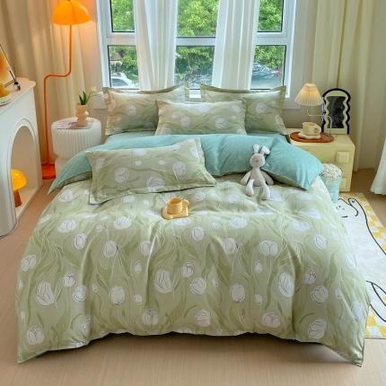 91家纺网 家纺一手货源 找家纺 （总）帛缔思 2024新款淳木棉直角四件套磨毛小清新四件套