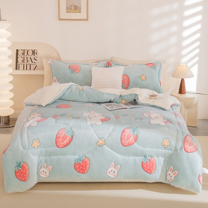 91家纺网 家纺一手货源 找家纺 永耀家纺 2024新款加厚雪花绒被子被芯 小白兔