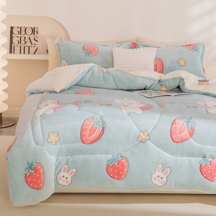 91家纺网 家纺一手货源 找家纺 永耀家纺 2024新款加厚雪花绒被子被芯 小白兔