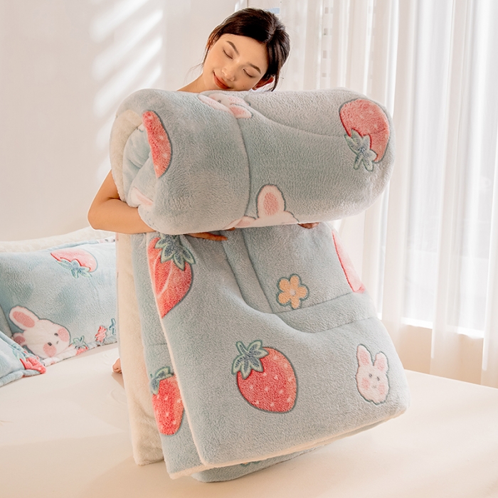 91家纺网 家纺一手货源 找家纺 永耀家纺 2024新款加厚雪花绒被子被芯 小白兔