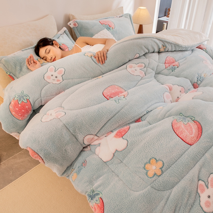 91家纺网 家纺一手货源 找家纺 永耀家纺 2024新款加厚雪花绒被子被芯 小白兔