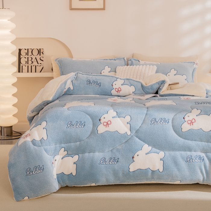 91家纺网 家纺一手货源 找家纺 永耀家纺 2024新款加厚雪花绒被子被芯 月兔