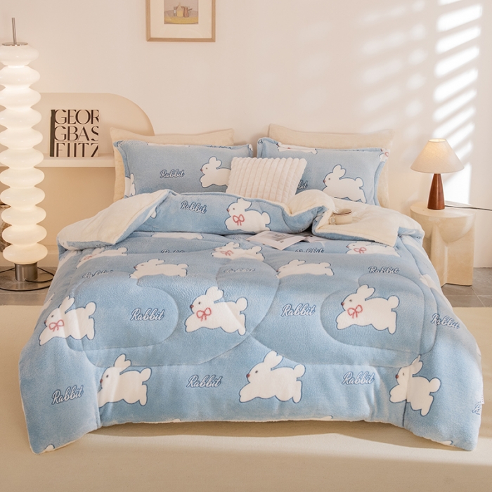 91家纺网 家纺一手货源 找家纺 永耀家纺 2024新款加厚雪花绒被子被芯 月兔