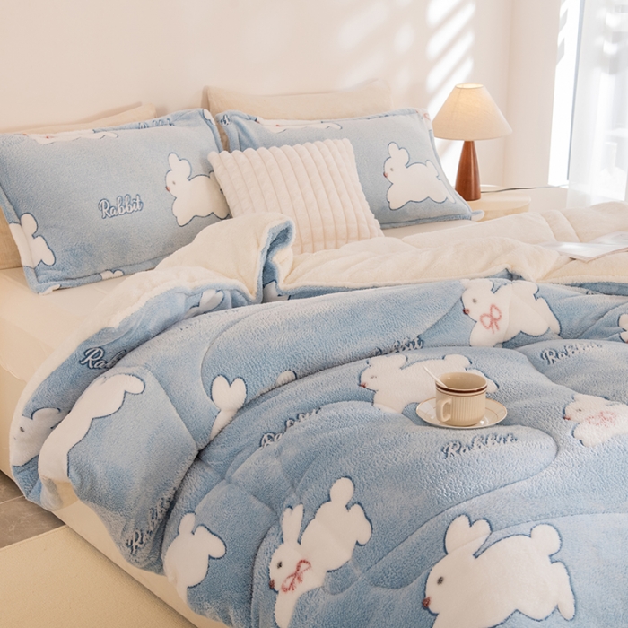 91家纺网 家纺一手货源 找家纺 永耀家纺 2024新款加厚雪花绒被子被芯 月兔