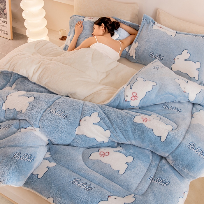 91家纺网 家纺一手货源 找家纺 永耀家纺 2024新款加厚雪花绒被子被芯 月兔