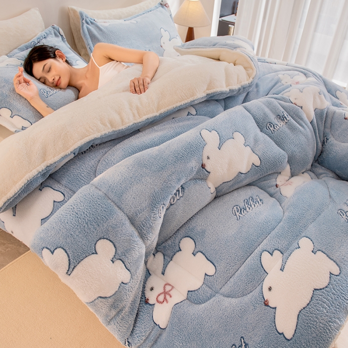 91家纺网 家纺一手货源 找家纺 永耀家纺 2024新款加厚雪花绒被子被芯 月兔