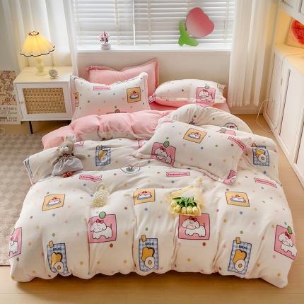 91家纺网 家纺一手货源 找家纺 乐童2024新款吊边款牛奶绒四件套 活力宝贝