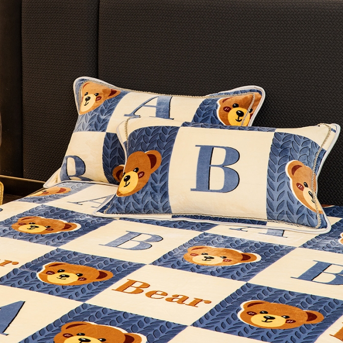 91家纺网 家纺一手货源 找家纺 2024直播印花8.5斤牛奶绒金貂水晶法莱珊瑚绒四件套床裙款 Ab熊