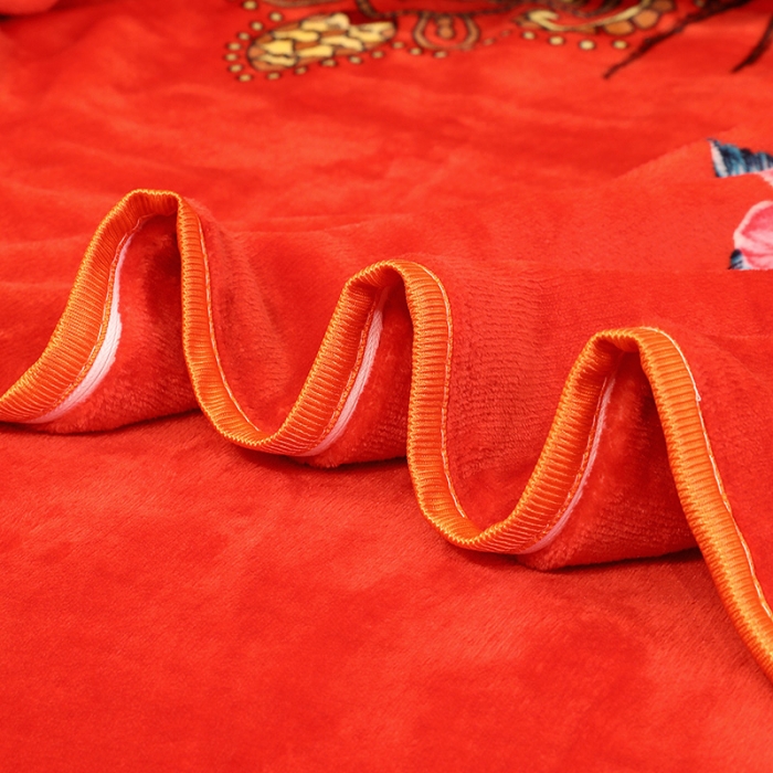 91家纺网 家纺一手货源 找家纺 2024直播印花8.5斤牛奶绒金貂水晶法莱珊瑚绒四件套床裙款 大富大贵