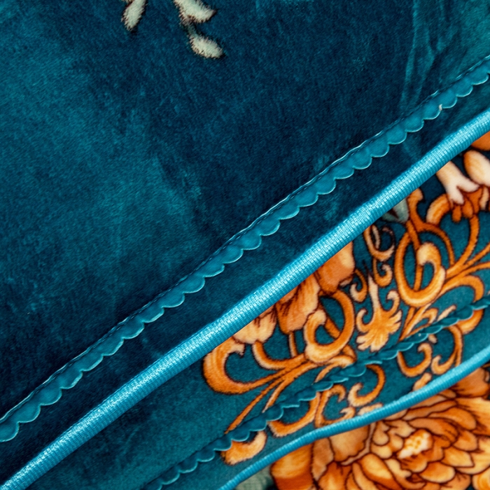 91家纺网 家纺一手货源 找家纺 2024直播印花8.5斤牛奶绒金貂水晶法莱珊瑚绒四件套床裙款 绿意花海