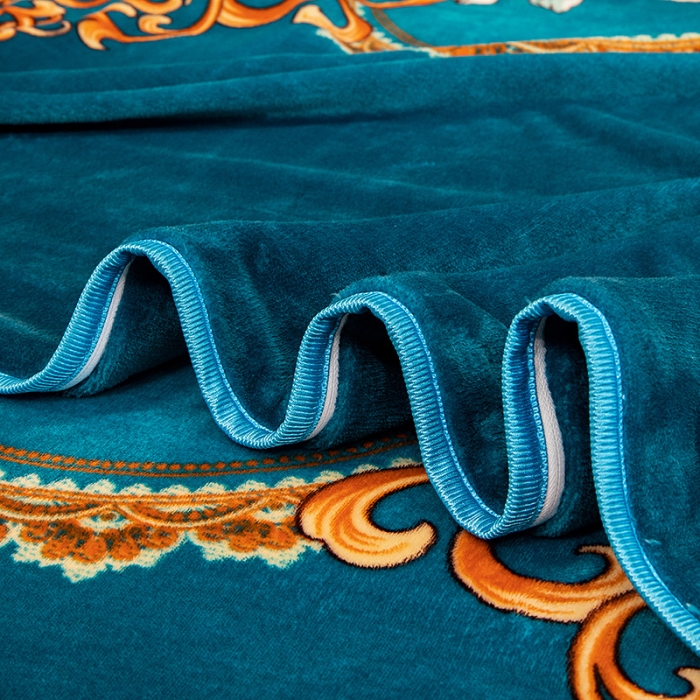 91家纺网 家纺一手货源 找家纺 2024直播印花8.5斤牛奶绒金貂水晶法莱珊瑚绒四件套床裙款 绿意花海