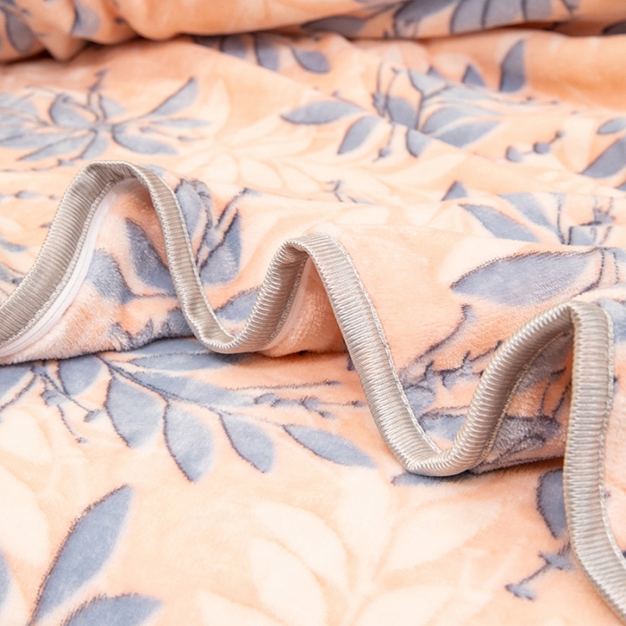 91家纺网 家纺一手货源 找家纺 2024直播印花8.5斤牛奶绒金貂水晶法莱珊瑚绒四件套床裙款 叶叶深情