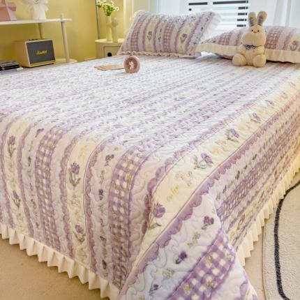 91家纺网 家纺一手货源 找家纺 梵朴 2023年新款牛奶绒夹棉床盖 多彩紫