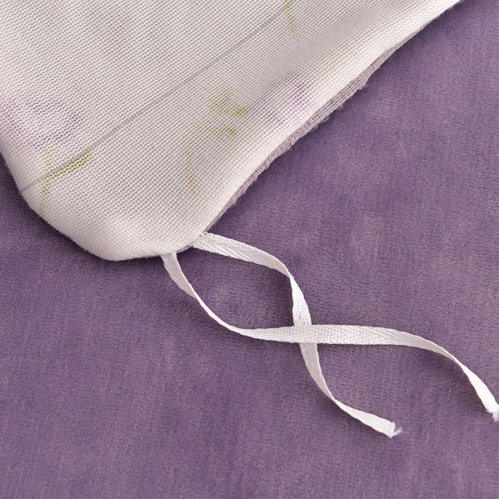 91家纺网 家纺一手货源 找家纺 盈超2023新款A类8.5到9斤印花牛奶绒金貂绒床裙款保暖绒四件套紫薰