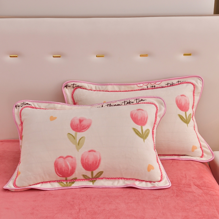 91家纺网 家纺一手货源 找家纺 新款A类8.5到9斤印花牛奶绒金貂绒床裙款保暖绒四件套 花间兔-床笠款