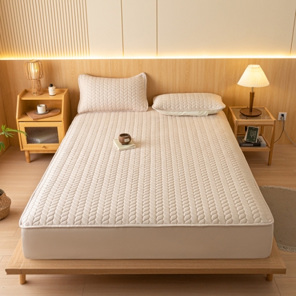 91家纺网 家纺一手货源 找家纺 （总）可恩欣 2025新款A类原棉水洗棉夹棉大豆抗菌床笠床罩床垫保护套