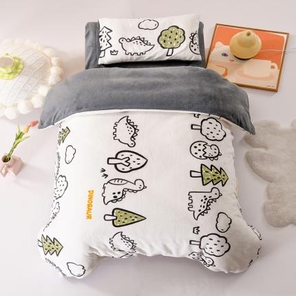 91家纺网 家纺一手货源 找家纺 (总) 萌宝 2024新款幼儿园牛奶绒三件套儿童珊瑚绒被套