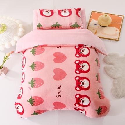 91家纺网 家纺一手货源 找家纺 (总) 萌宝 2024新款幼儿园牛奶绒三件套儿童珊瑚绒被套