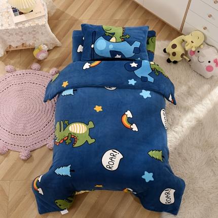 91家纺网 家纺一手货源 找家纺 (总) 萌宝 2024新款幼儿园牛奶绒三件套儿童珊瑚绒被套