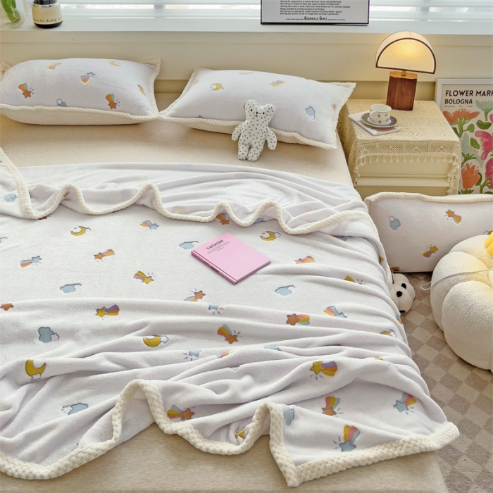 91家纺网 家纺一手货源 找家纺 总锦威郎 2023新款毛毯床单保暖加厚珊瑚绒双面午睡毯云朵绒多功能毛毯