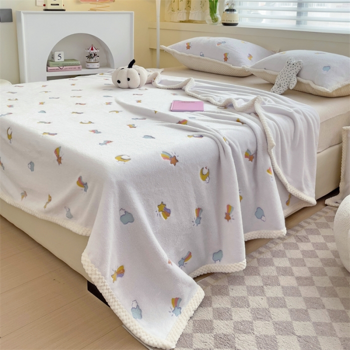 91家纺网 家纺一手货源 找家纺 总锦威郎 2023新款毛毯床单保暖加厚珊瑚绒双面午睡毯云朵绒多功能毛毯