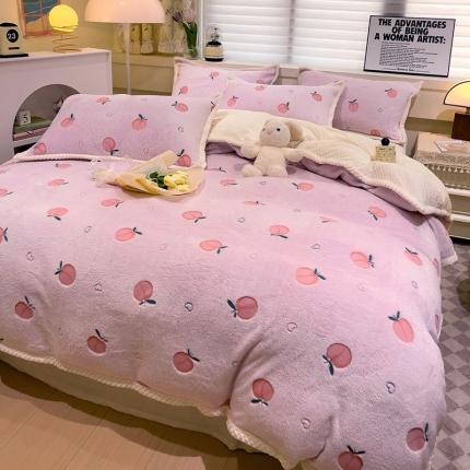 91家纺网 家纺一手货源 找家纺 总锦威郎 2023新款云朵绒保暖牛奶绒毛毯绒单被套加绒加厚法莱绒四件套