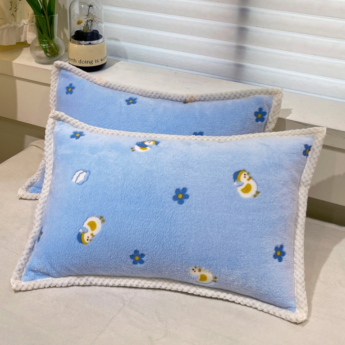 91家纺网 家纺一手货源 找家纺 锦威郎 2023新款云朵绒保暖牛奶绒毛毯绒单被套加绒加厚法莱绒四件套 鸭子蓝