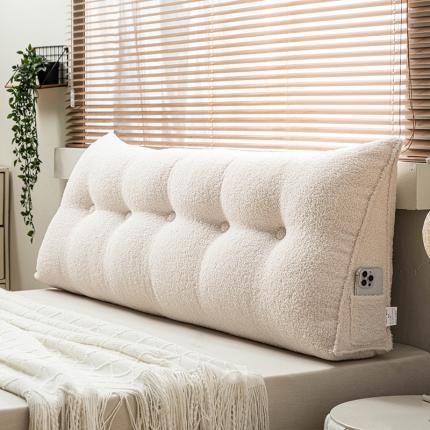 91家纺网 家纺一手货源 找家纺 美达人 2023新款治-愈系三角泰迪绒靠背 荷花-米白